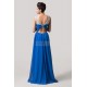 Długa niebieska suknia z cyrkoniami